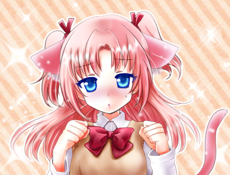 1boy, animal_ears, arikawa_hime, blue_eyes, blush, cat_ears, cat_tail, clenched_hands