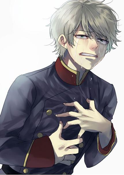 1boy, aldnoah.zero, crying, grabbing, junka-sakura, silver_hair, slaine_troyard, solo