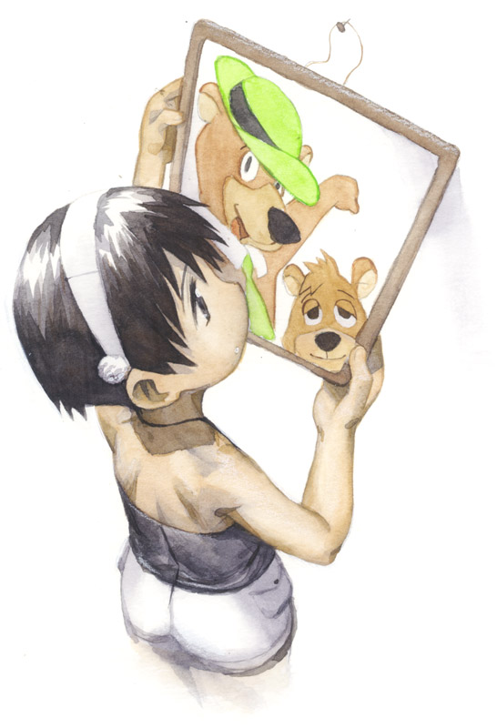 black_hair, boo_boo, child, hairband, picture, satou_toshiyuki, short_hair, yogi