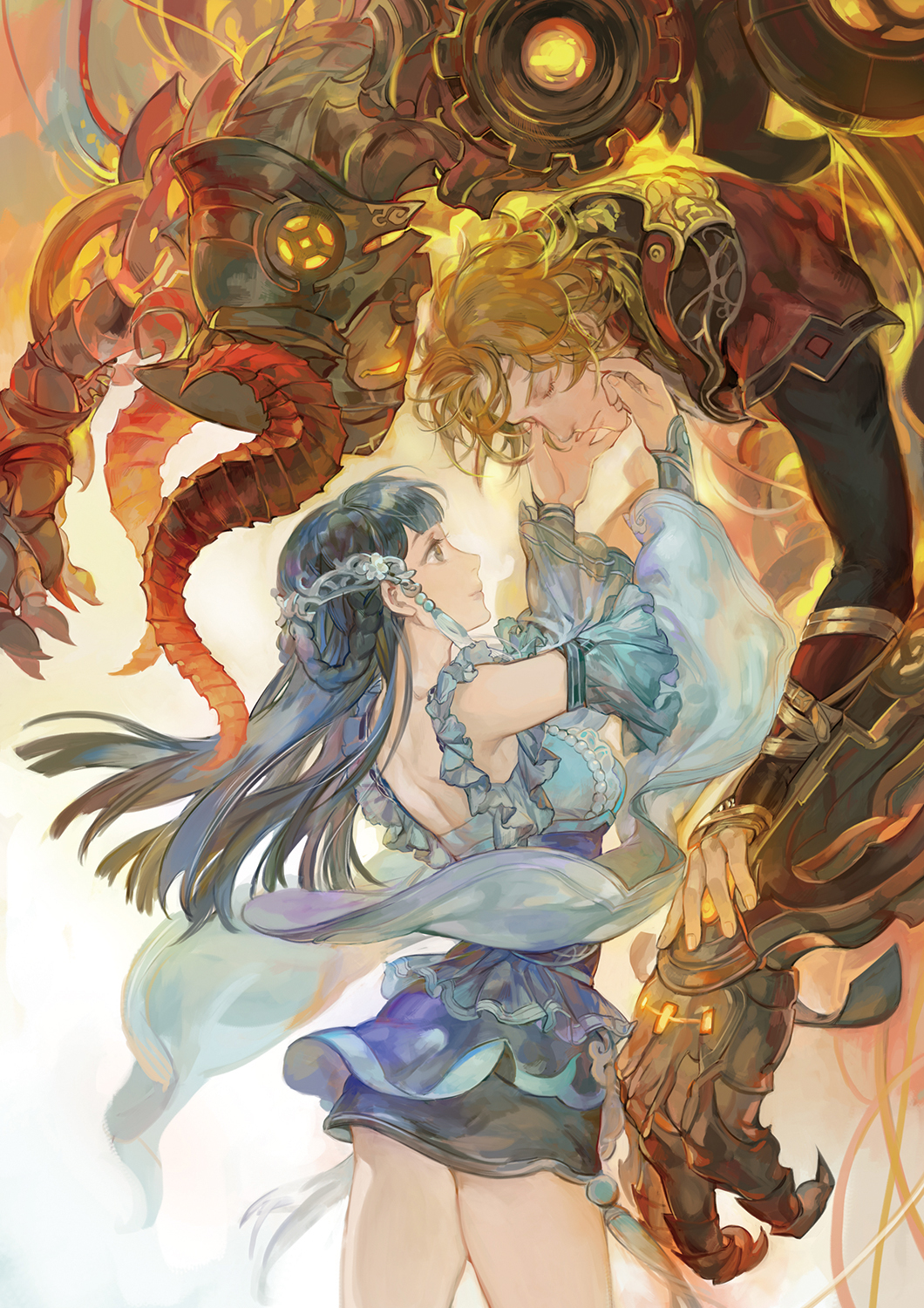 1boy, 1girl, character_request, ching_nu_yu_hun, ching_nu_yu_hun_2, closed_eyes, hair_ornament, highres