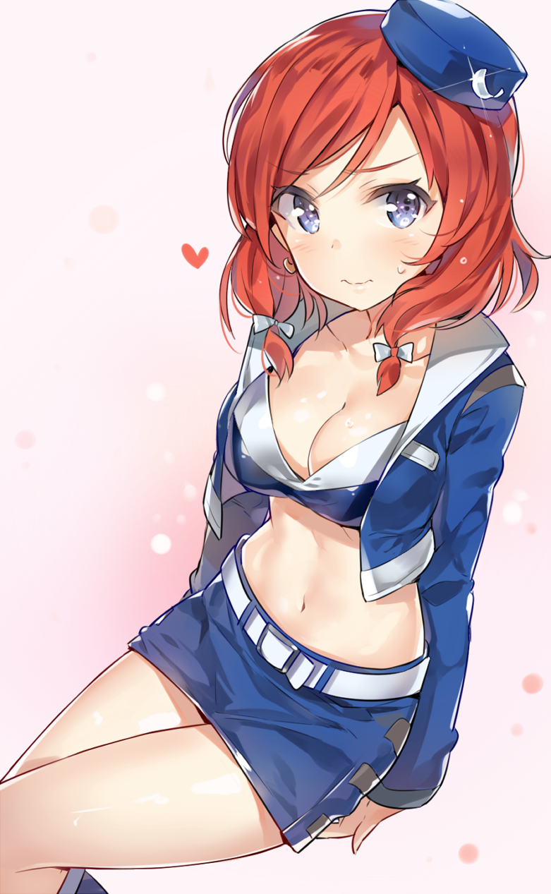 1girl, breasts, cleavage, cozyquilt, cropped_jacket, hat, highres, love_live!_school_idol_project