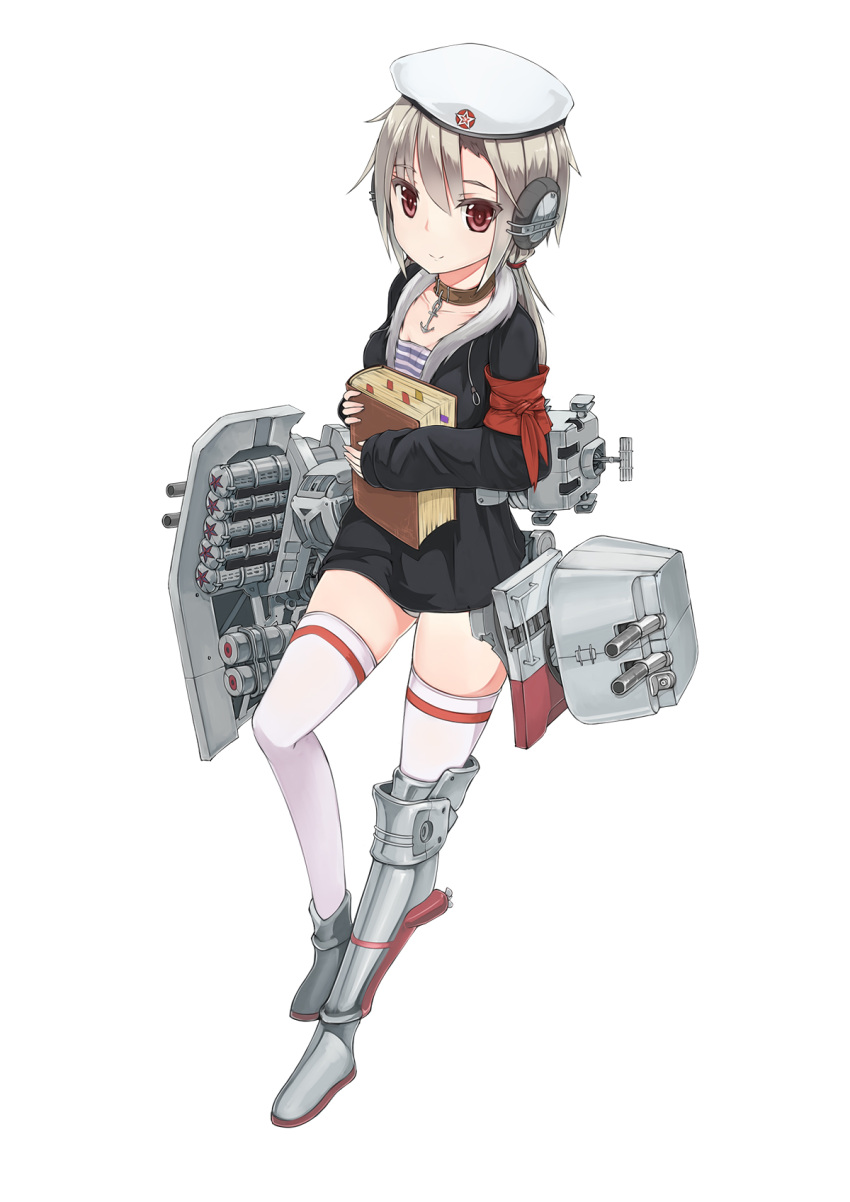 1girl, anthropomorphization, breasts, cleavage, hibiki_(warship_girls_r), highres, panties, solo, stmaster, thigh-highs, underwear, verniy_(warship_girls_r), warship_girls_r