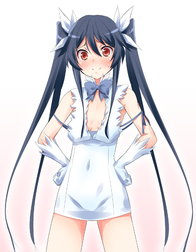 1girl, black_hair, blush, cosplay, covered_navel, dungeon_ni_deai_wo_motomeru_no_wa_machigatteiru_darou_ka, flat_chest, gloves