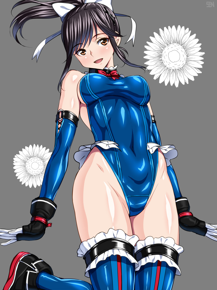 1girl, anzu_(onelelee), black_hair, brown_eyes, cosplay, dead_or_alive, elbow_gloves, gloves