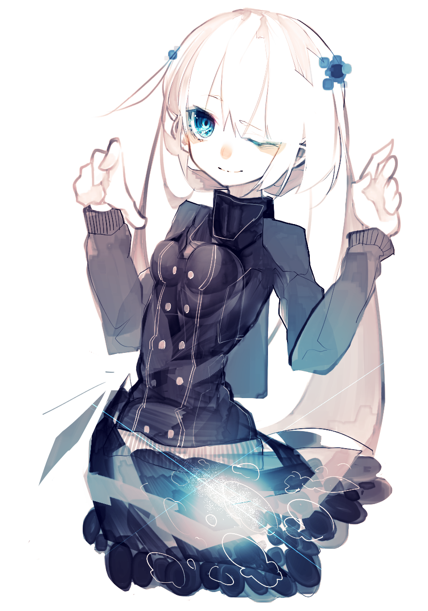 1girl, ;), blue_eyes, hair_ornament, highres, long_hair, one_eye_closed, original