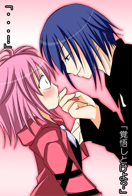 blush, hinamori_amu, pink_hair, short_hair, shugo_chara!, tougo, tsukiyomi_ikuto