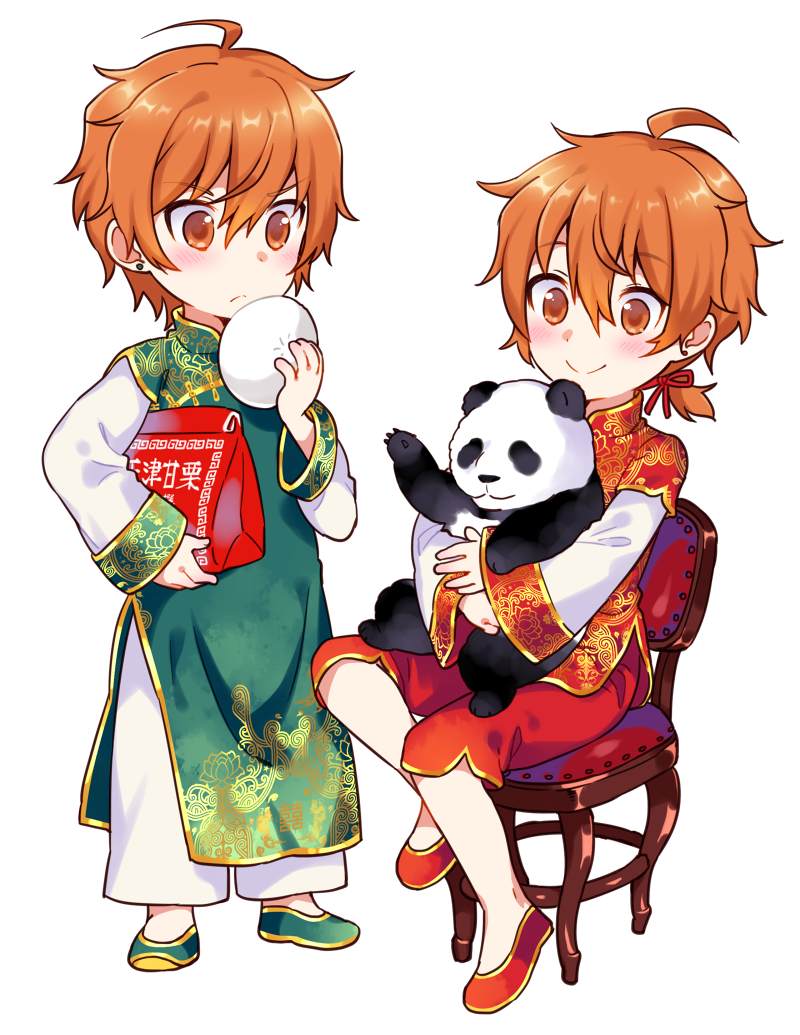 2boys, ahoge, akame_(eckesachs), aoi_kyosuke, aoi_yusuke, blush, brothers, chinese_clothes