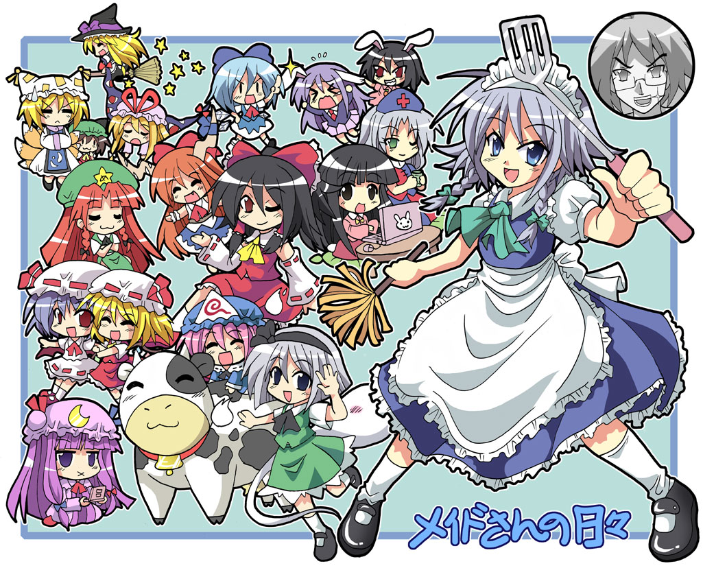 >_<, :<, :3, :x, =_=, animal_ears, apron, bat_wings