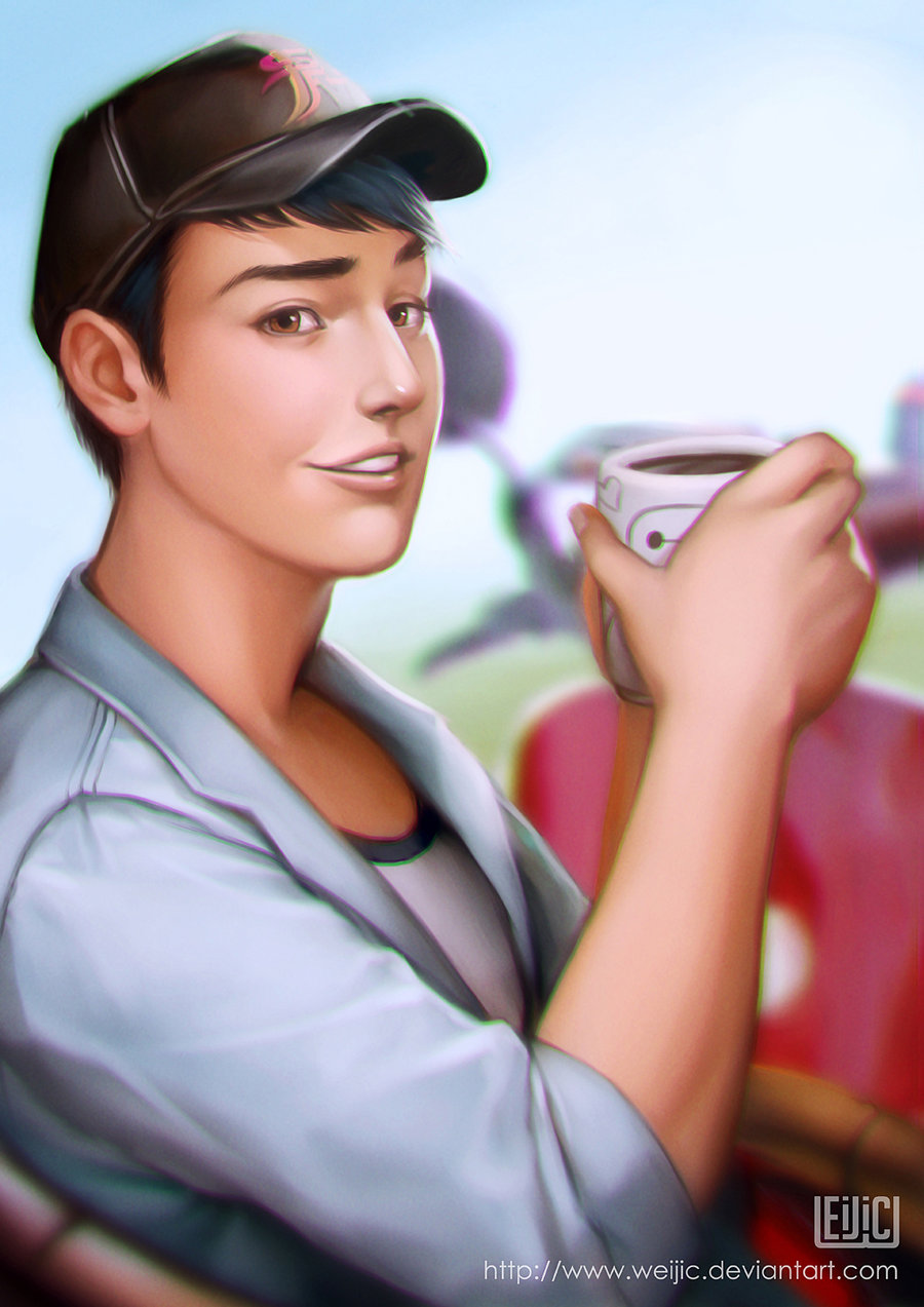 big_hero_6, black_hair, blurry, brown_eyes, coffee, cup, disney, hat