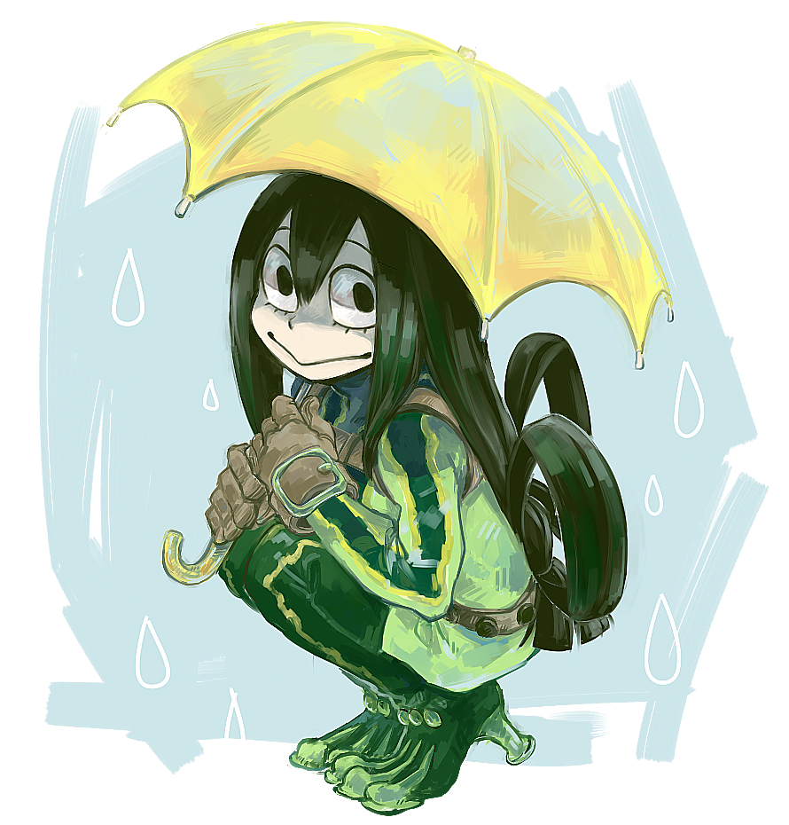 1girl, :>, akesuke, asui_tsuyu, black_eyes, black_hair, bodysuit, boku_no_hero_academia