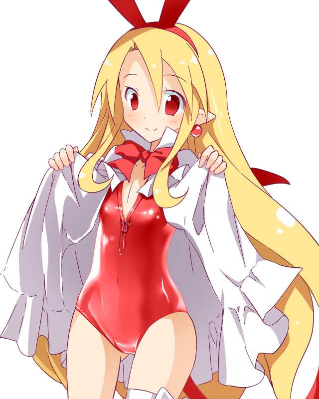 1girl, blonde_hair, demon_girl, detached_sleeves, disgaea, flonne, flonne_(fallen_angel), jewelry
