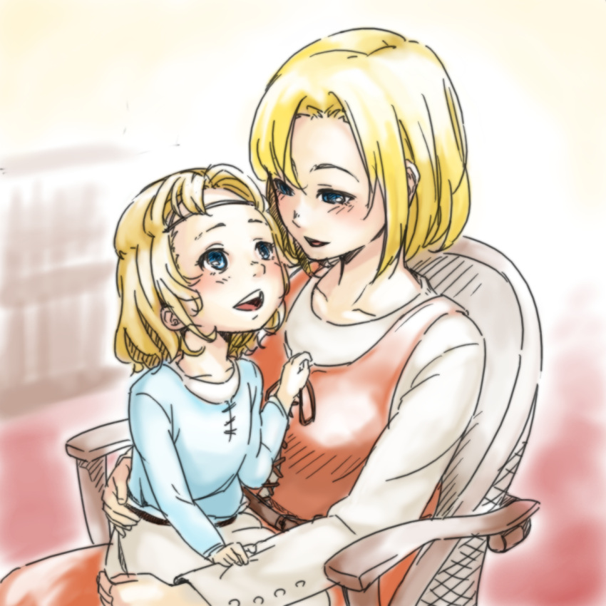 blonde_hair, child, ezekiel_(junketsu_no_maria), family, hold, junketsu_no_maria, maria_(junketsu_no_maria), mother_and_daughter