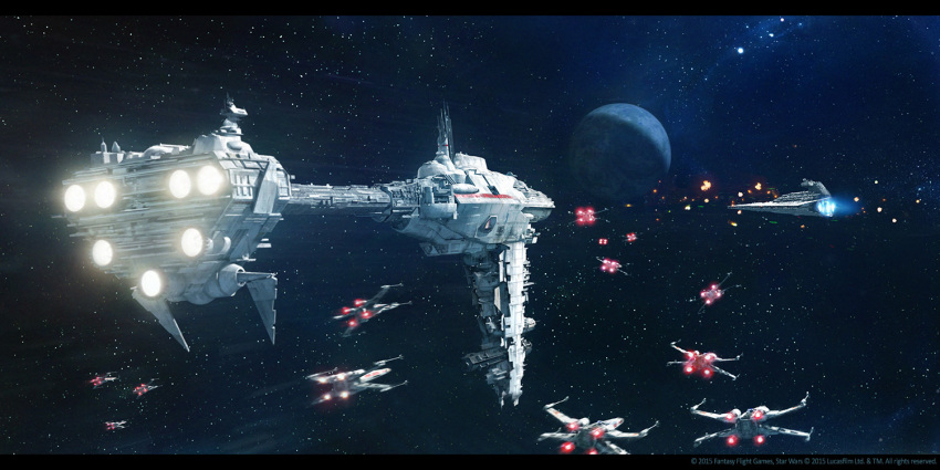 agnidevi, battle, copyright_name, no_humans, planet, science_fiction, space_craft, star