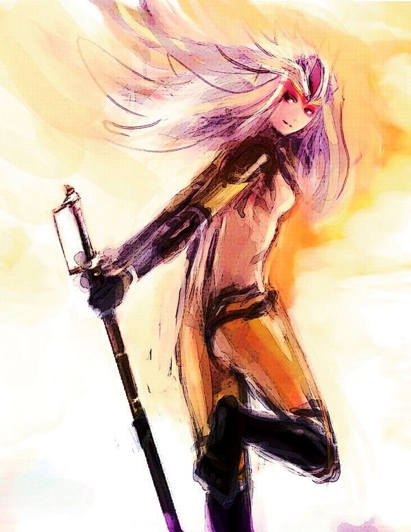 monster_girl, mutio, purple_hair, sword, tyuurippu_taisa, weapon