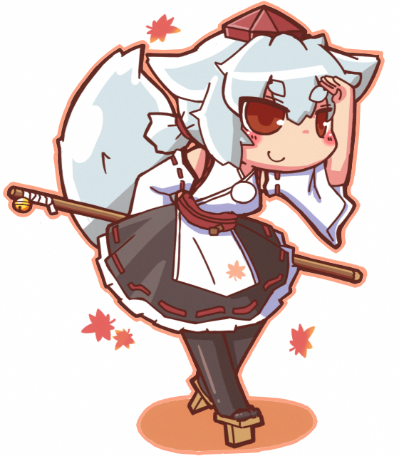 1girl, animal_ears, detached_sleeves, hat, hekoningyou_(waraningyou), inubashiri_momiji, kourindou_tengu_costume, red_eyes