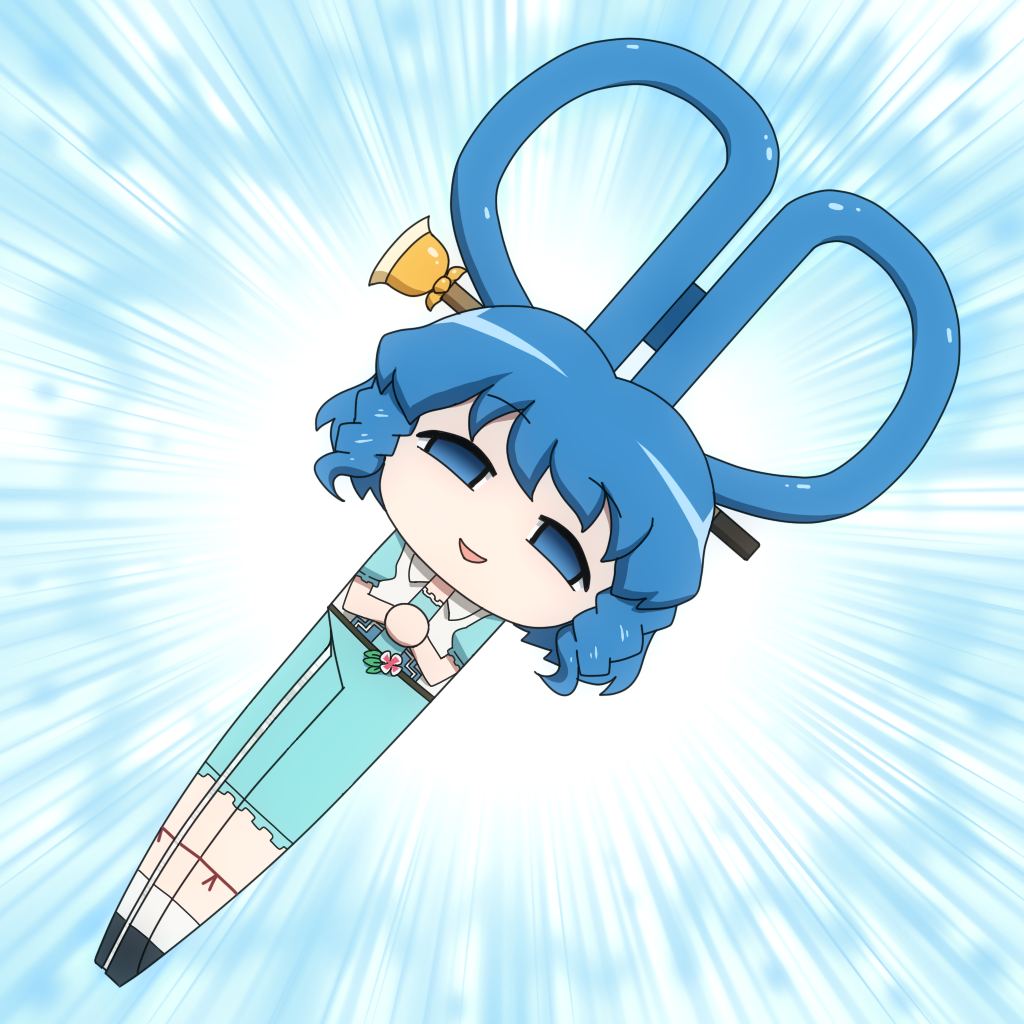1girl, aqua_dress, blue_eyes, blue_hair, commentary_request, dress, hair_ornament, hair_rings