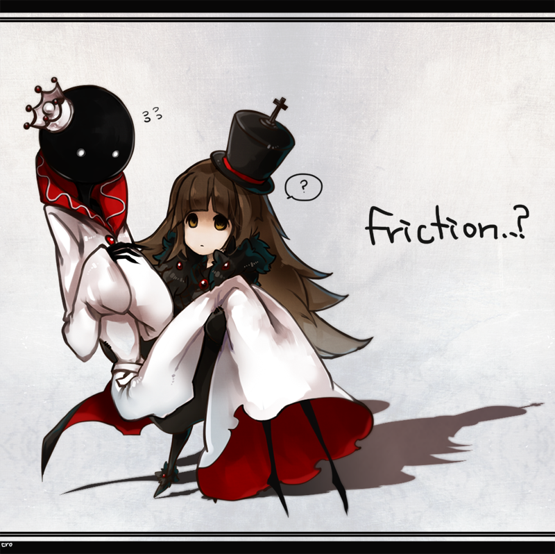 1girl, ?, brown_hair, carrying, crown, deemo, deemo_(character), dress