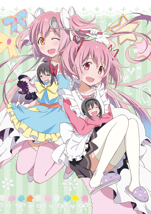 akemi_homura, ayukko_(forest_village), bow, goddess_madoka, headband, kaname_madoka, ladle, mahou_shoujo_madoka_magica