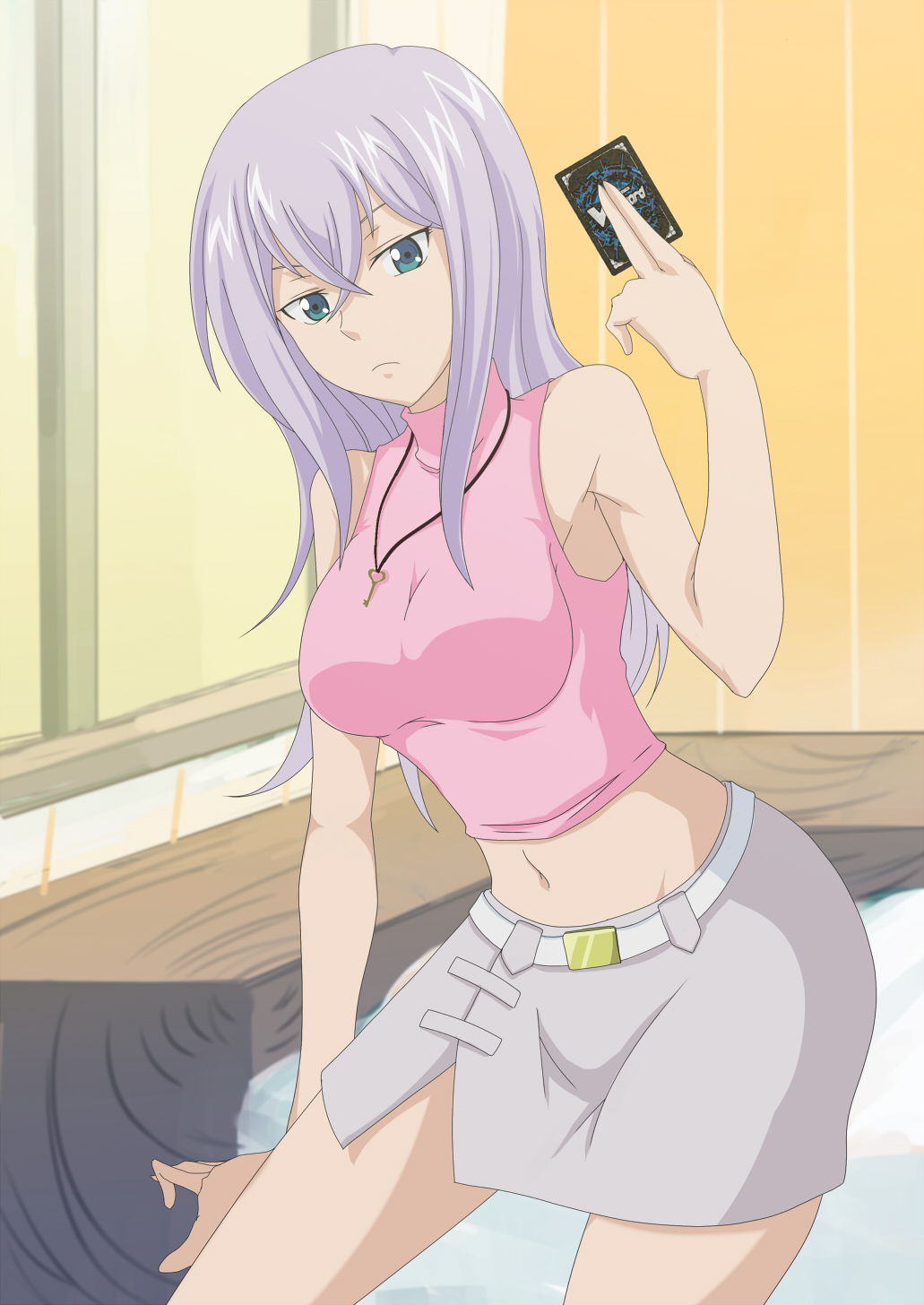 1girl, blue_eyes, card, cardfight!!_vanguard, highres, jewelry, kurosawa-san, long_hair