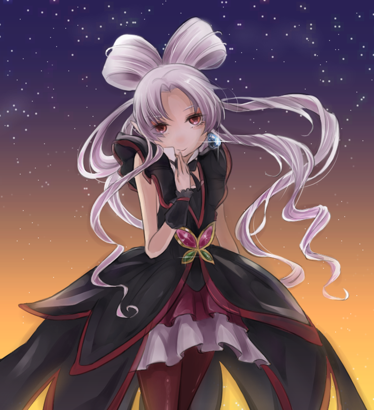 1girl, albino, dress, earrings, go!_princess_precure, hina_(bird_salty), jewelry, long_hair