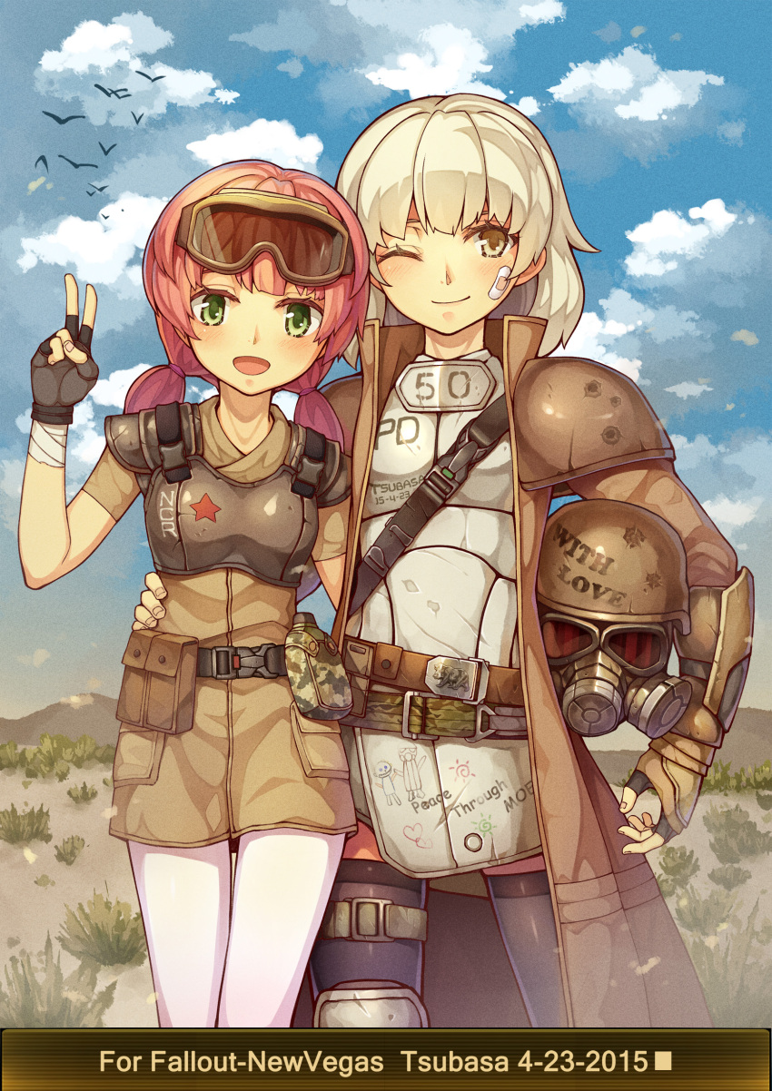 2girls, absurdres, arm_guards, armor, bandages, bandaid, belt, bird