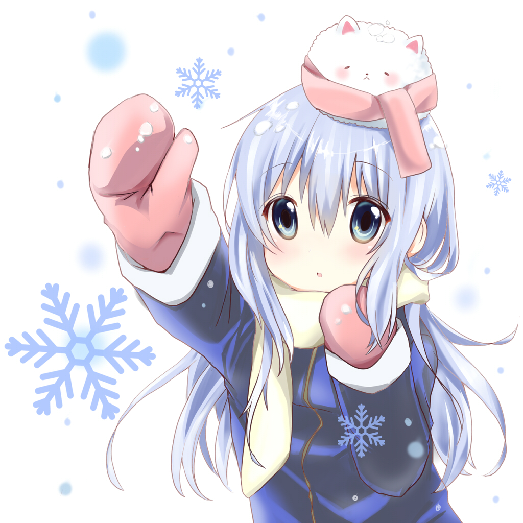 1girl, amedamacon, blue_eyes, blue_hair, bunny_on_head, gochuumon_wa_usagi_desu_ka?, kafuu_chino, long_hair