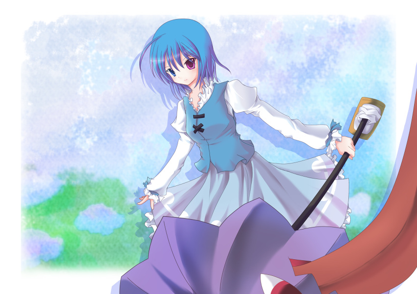 ahoge, blue_eyes, heterochromia, highres, karakasa_obake, kinokino, red_eyes, tatara_kogasa