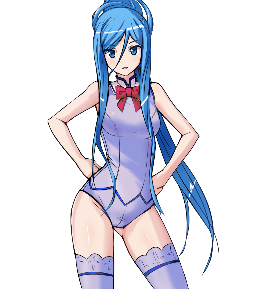 1girl, aegis_(nerocc), aoki_hagane_no_arpeggio, arpeggio_of_blue_steel, blue_eyes, blue_hair, hands_on_hips, long_hair