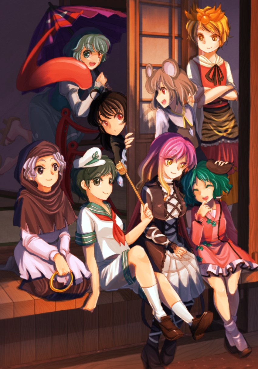 highres, hijiri_byakuren, houjuu_nue, inaba_shounosuke, kasodani_kyouko, kumoi_ichirin, murasa_minamitsu, nazrin