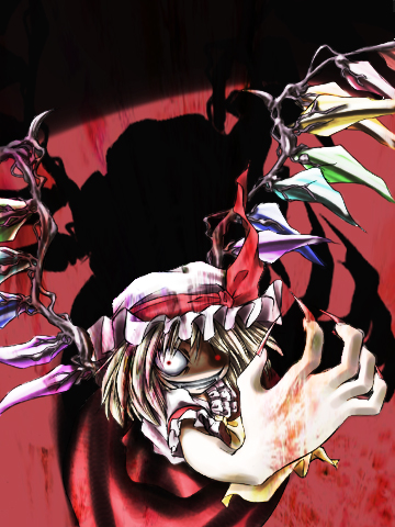 aozora_market, blonde_hair, blood, claws, crazy_eyes, creepy, fangs, fingernails