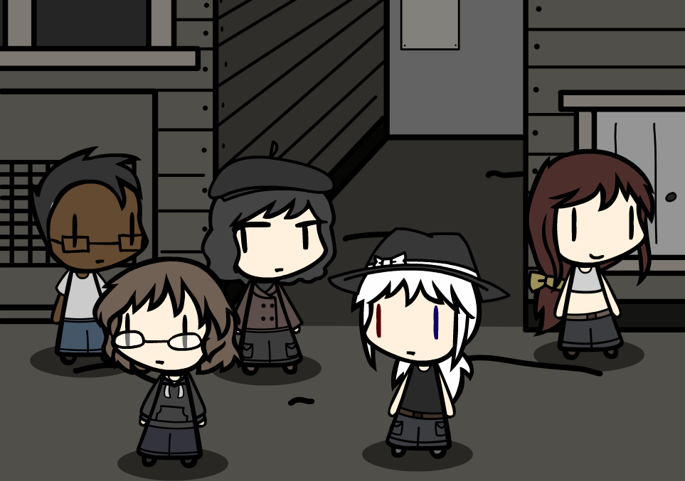 2boys, 3girls, beret, borrowed_character, brolli_diamondback, dark_skin, diamond_in_the_rough, eeveeheart151