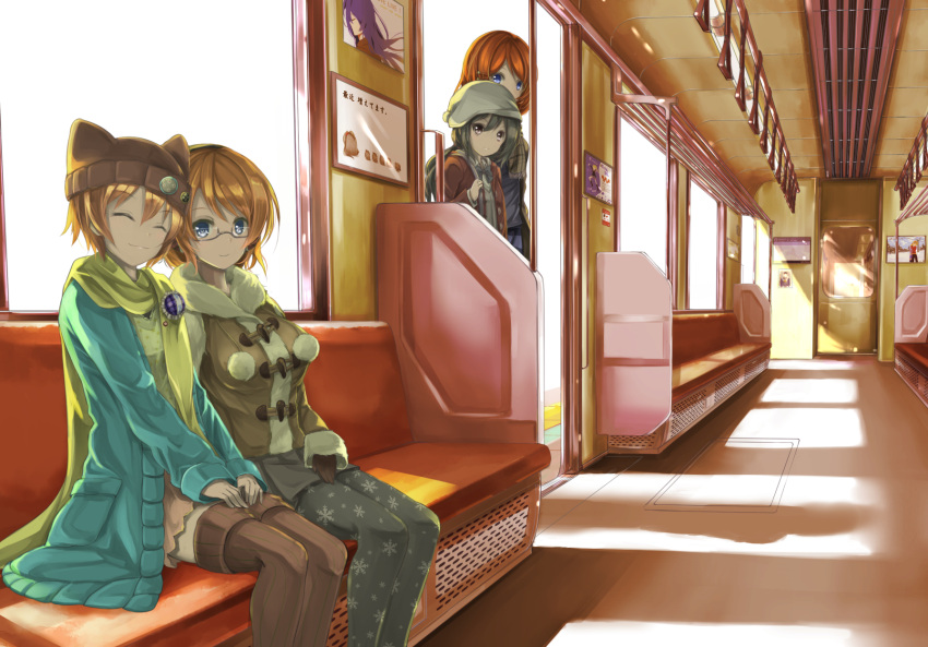 blue_eyes, closed_eyes, glasses, highres, hoshizora_rin, koizumi_hanayo, love_live!_school_idol_project, nishikino_maki