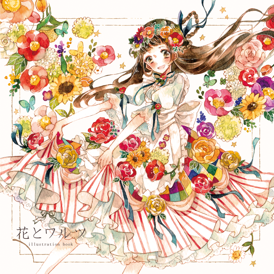 1girl, :d, apron, bangs, blunt_bangs, bow, braid, brown_eyes