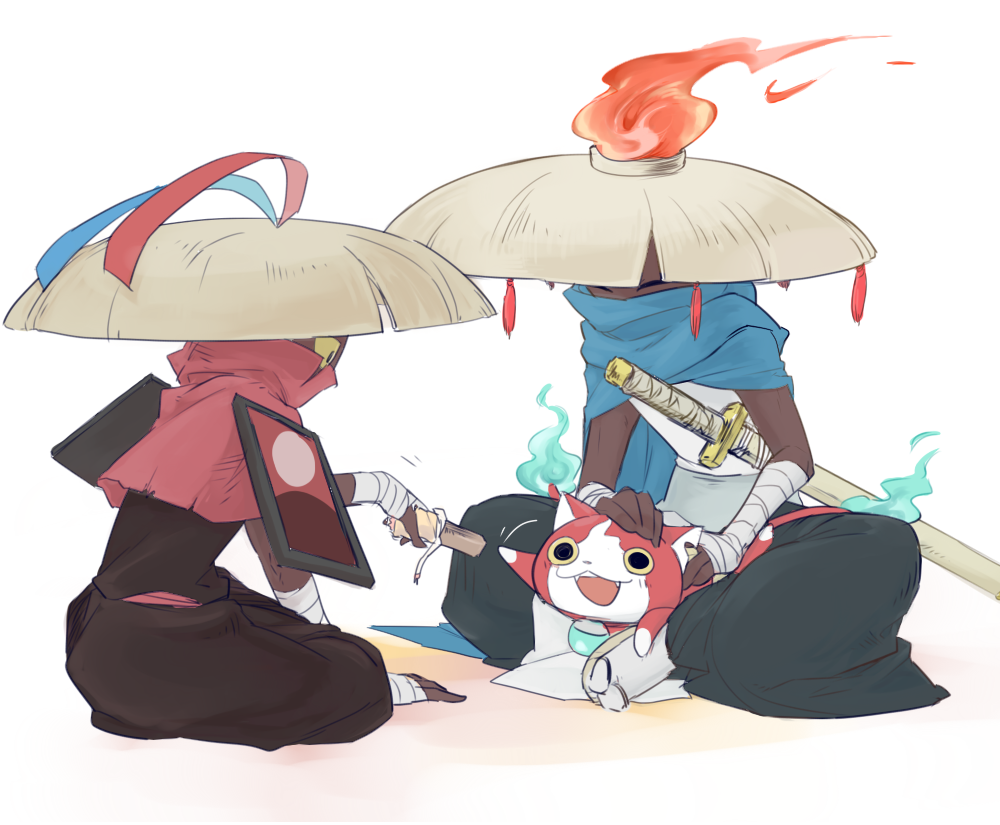 bandages, candy_bar, cat, chocoboo, closed_eyes, dark_skin, fang, hat