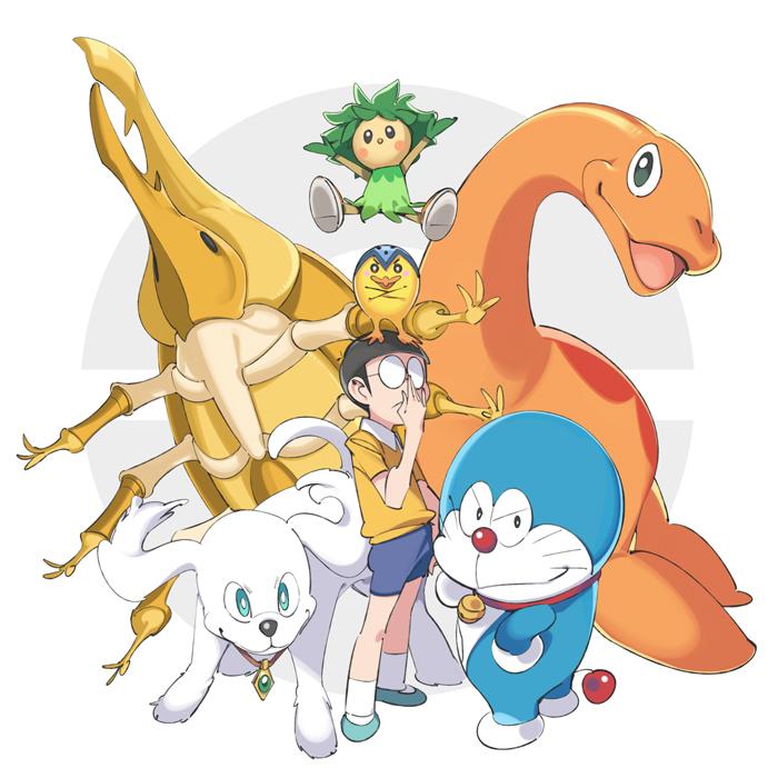 black_hair, bug, dog, doraemon, doraemon_(character), glasses, jewelry, kuntakku, nobi_nobita, pendant, pippo_(doraemon), pisuke_(doraemon), pop_kyun, short_hair