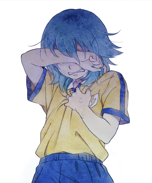 1boy, aqua_hair, clenched_teeth, inazuma_eleven_(series), inazuma_eleven_go, kariya_masaki, long_hair, male_focus