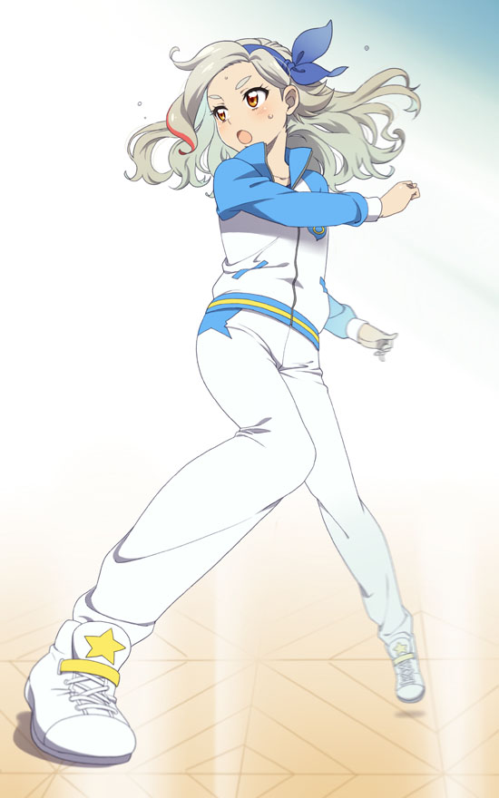 1girl, :o, aikatsu!, brown_eyes, dancing, eyebrows, kurosawa_rin_(aikatsu!), mattaku_mousuke