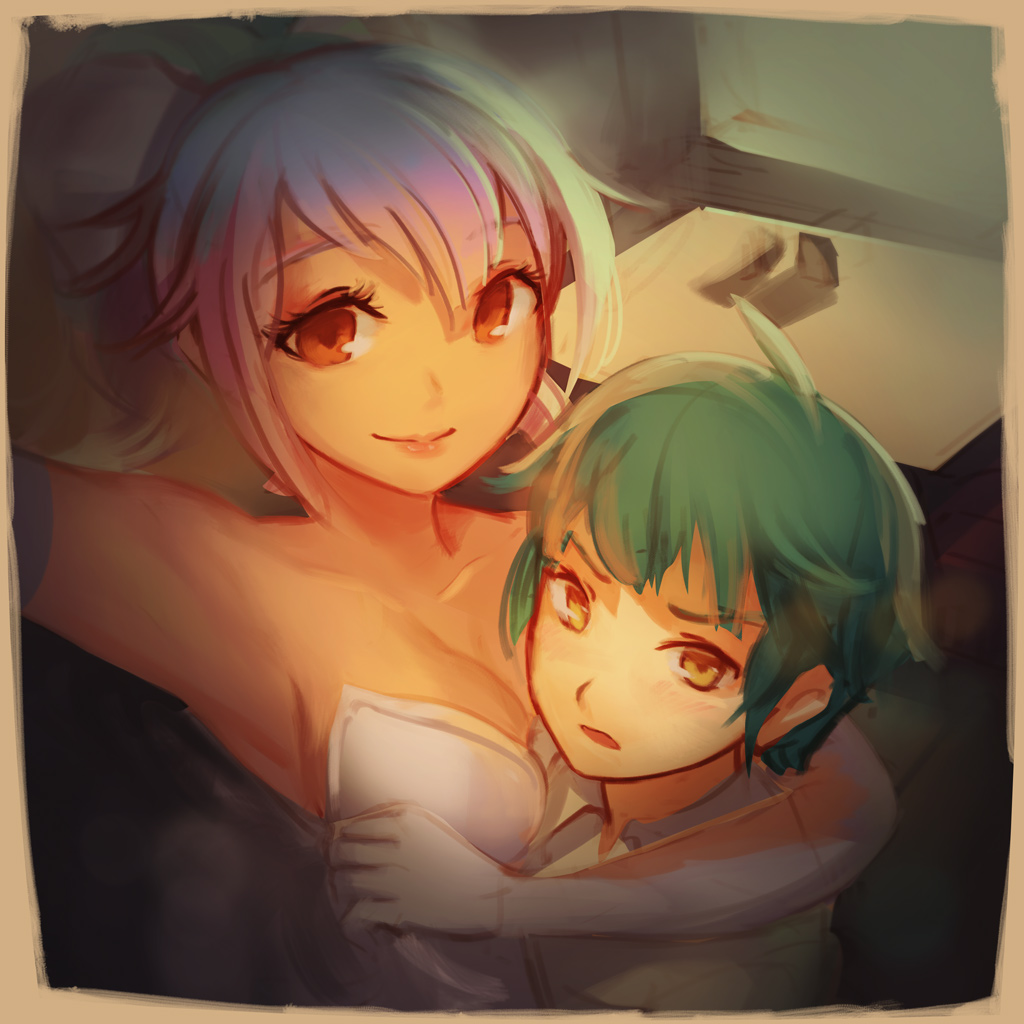 1boy, 1girl, 4chan, breasts, cleavage, doomfest, dress, husbando-kun, original, self_shot, strapless_dress, waifu-tan