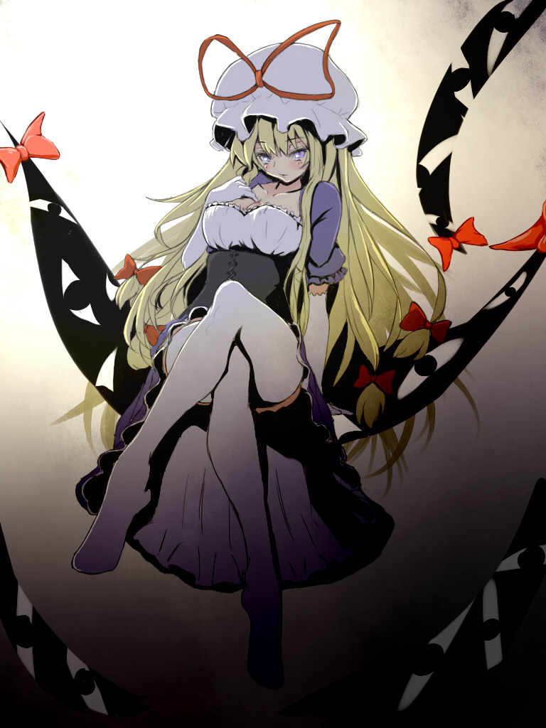 1girl, adapted_costume, backlighting, blush, bow, breasts, cleavage, corset