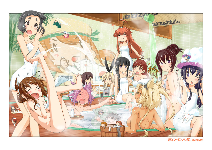 >_<, +_+, 6+girls, :<, :3, =_=, ahoge, akatsuki_(kantai_collection)