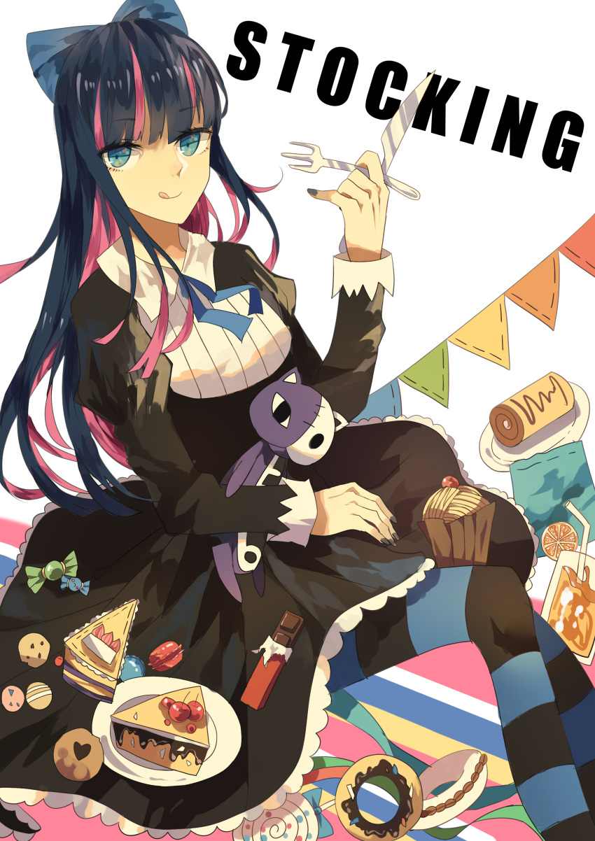 absurdres, blue_eyes, bow, cake, candy, chocolate, chocolate_(jitong), cookie