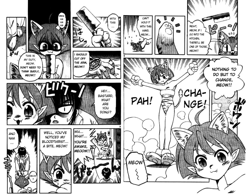 :3, bat-cat, blush, catgirl, devil_&amp;_devil, devil_and_devil, fang, loli, manga, meow_meow, nekomimi, yuki_miyoshi