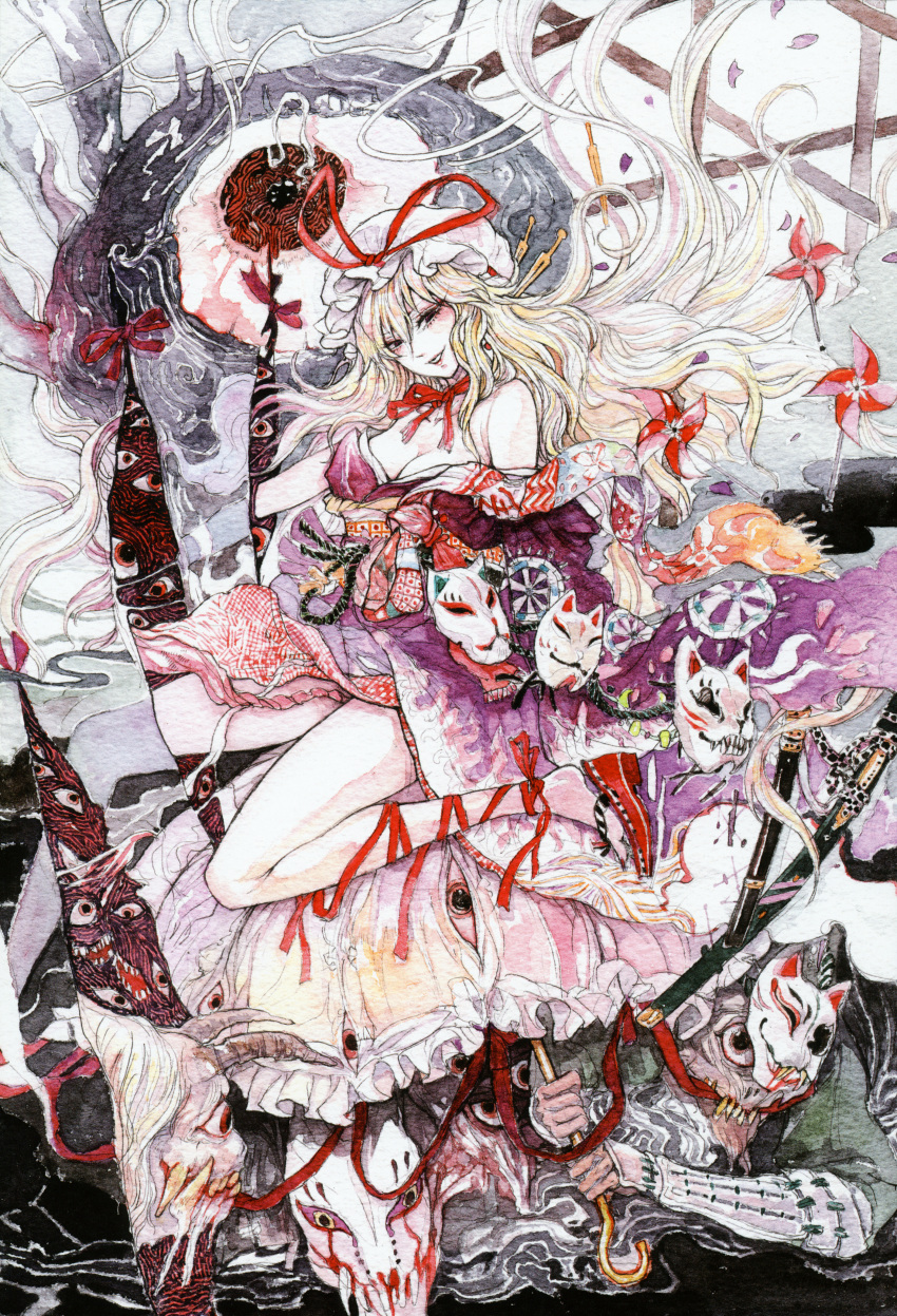 blonde_hair, chihiro_(artist), chihiro_(kemonomichi), clog_sandals, eyes, gap, graphite, graphite_(medium)