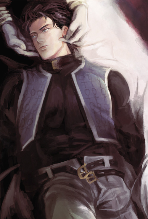 1boy, black_hair, bracelet, chikastar, jewelry, jojo_no_kimyou_na_bouken, kuujou_joutarou, no_hat