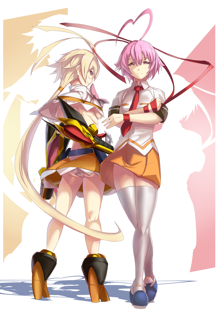 2girls, ahoge, aino_heart, amanohara_minori, antenna_hair, arcana_heart, arcana_heart_3, blonde_hair