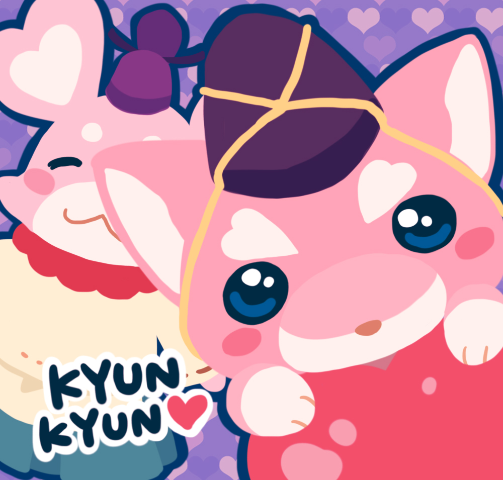 blush_stickers, chuno, closed_eyes, hat, heart, kyuntarou, looking_at_viewer, no_humans