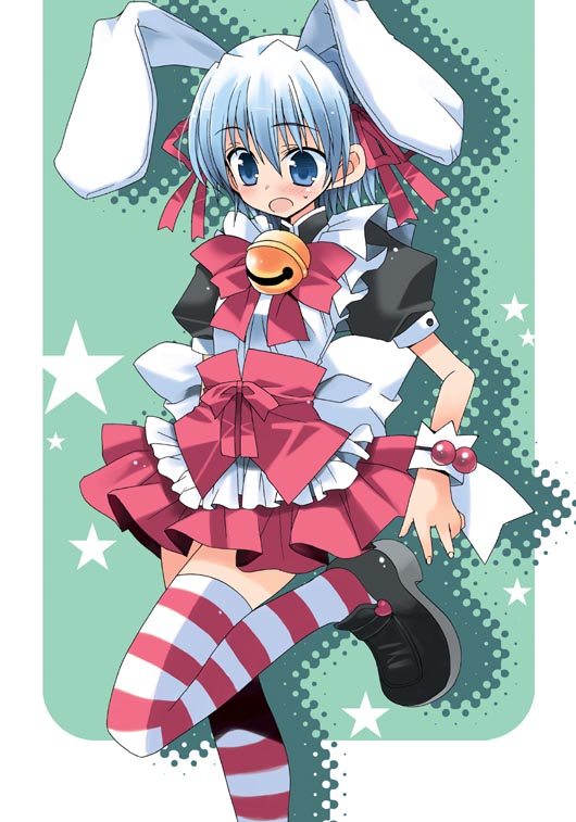 animal_ears, araki_kanao, ayasaki_hayate, bell, blue_eyes, blue_hair, blush, bow