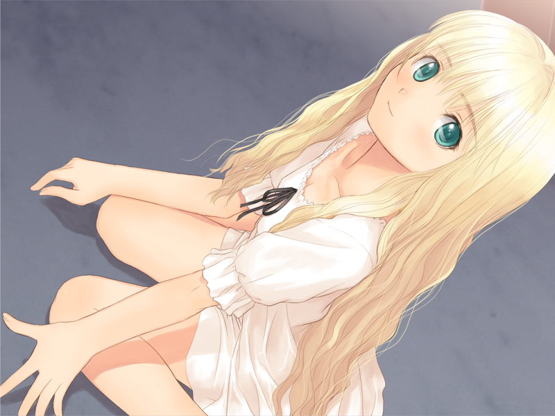 dutch_angle, flat_chest, france_shoujo, game_cg, green_eyes, legs, long_hair, long_legs