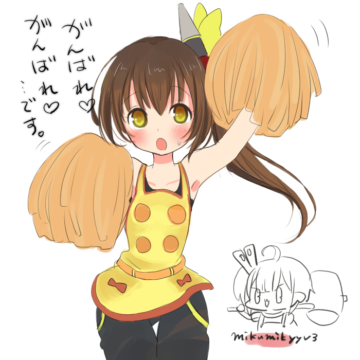 armpits, hammer_(ole_tower), mallet_(ole_tower), ole_tower, pom_poms, side_ponytail