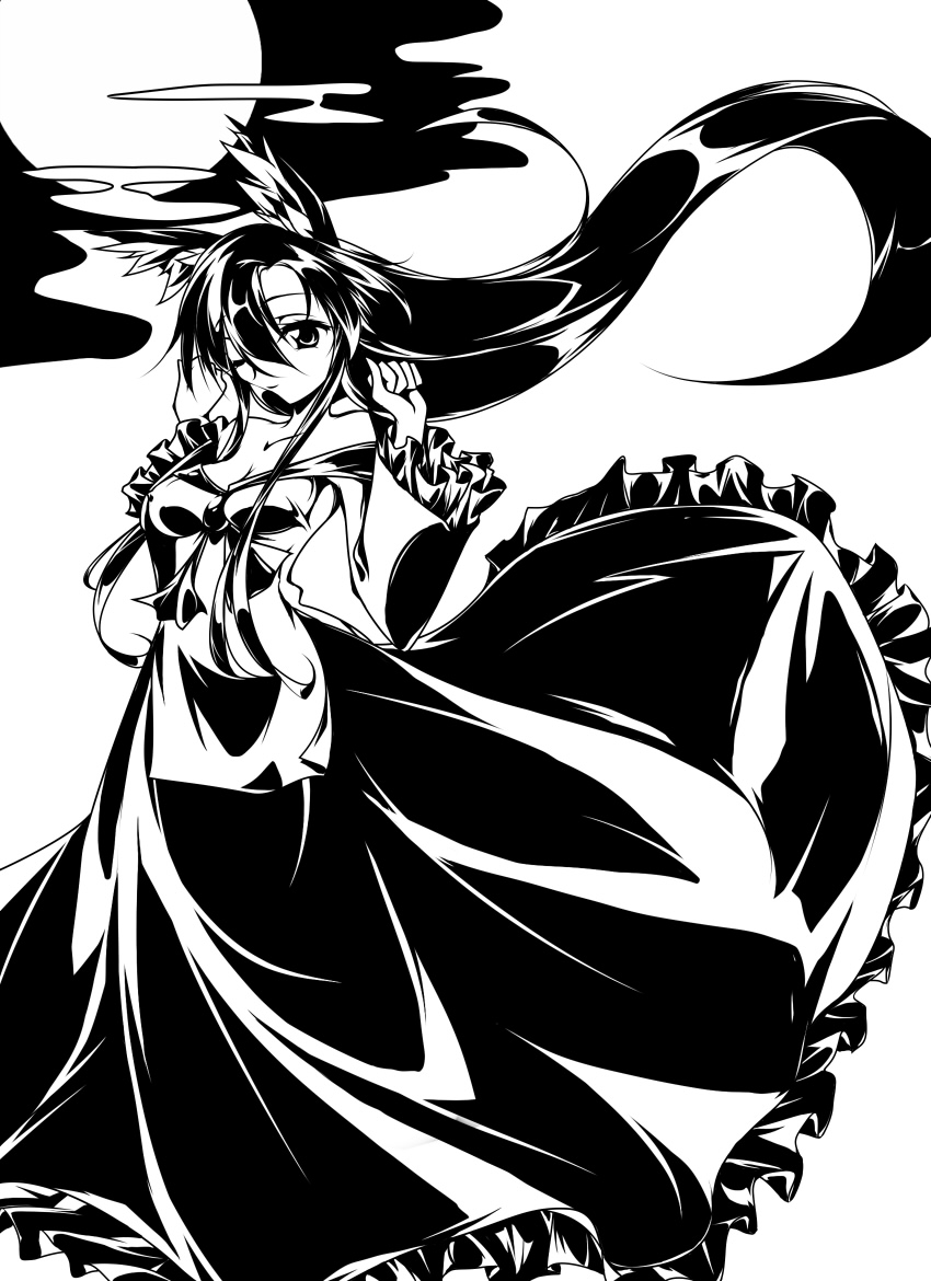 1girl, animal_ears, bare_shoulders, breasts, brooch, cleavage, collarbone, dress